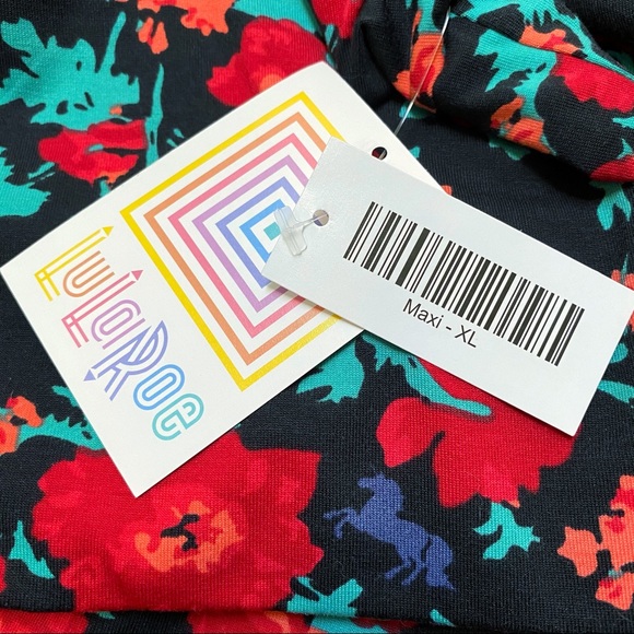NWT LuLaRoe red floral unicorn maxi XL - Picture 2 of 3